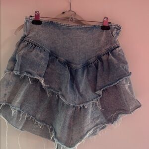 MOTHER Blue Ruffle Jean skirt